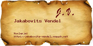 Jakabovits Vendel névjegykártya